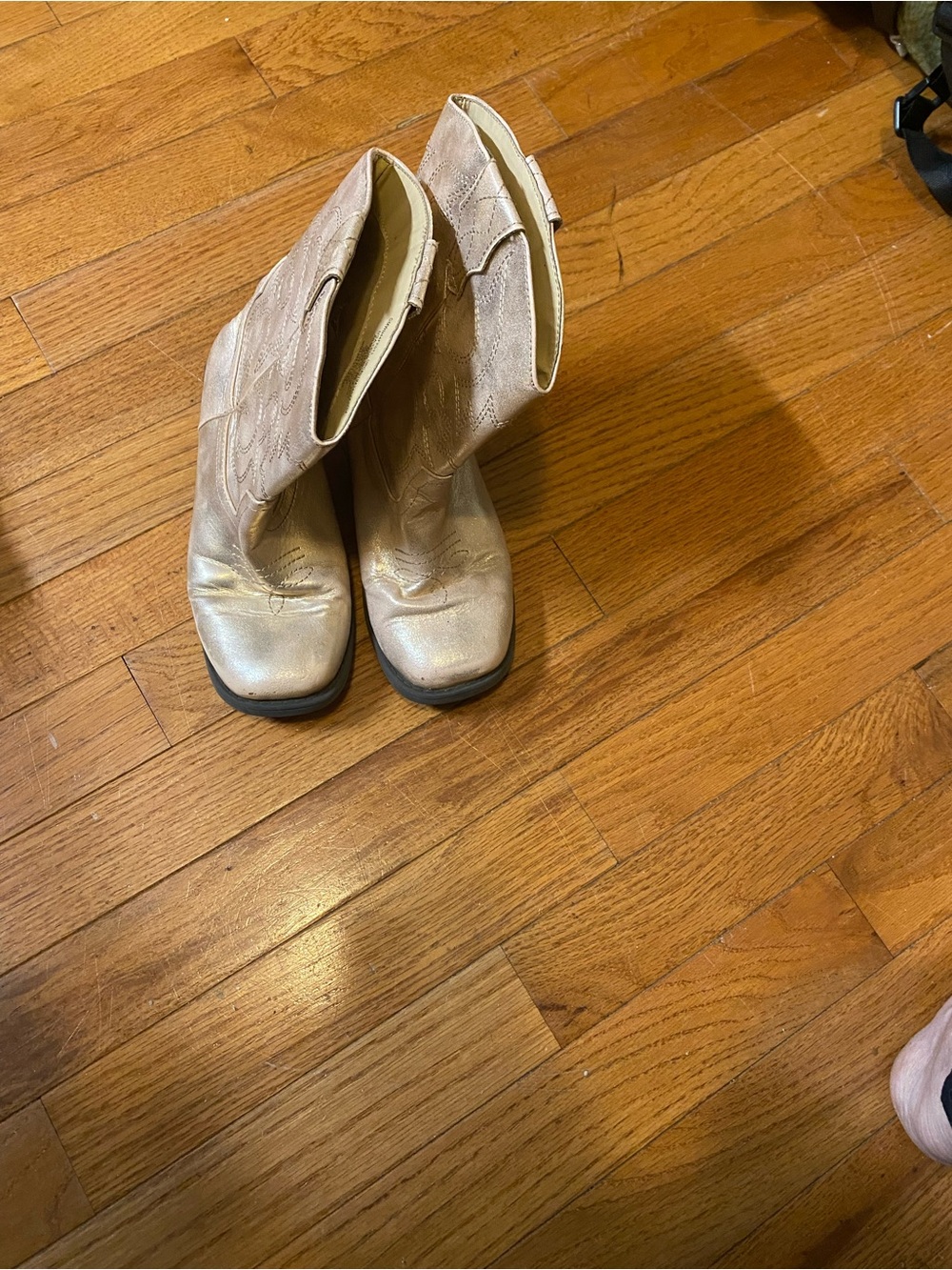 Girls Cream Western Ankle Boots - Stylish Everyday Cowgirl Look